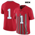 Men's NCAA Ohio State Buckeyes Jeffrey Okudah #1 College Stitched Elite No Name Authentic Nike Red Football Jersey RR20C63DD